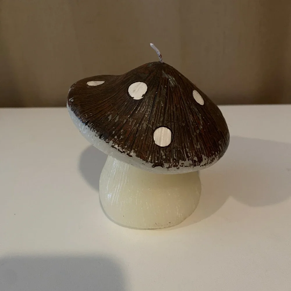 Mushroom‎ Candle Woodland Decor Brown White Cute Quirky Decorative Candles